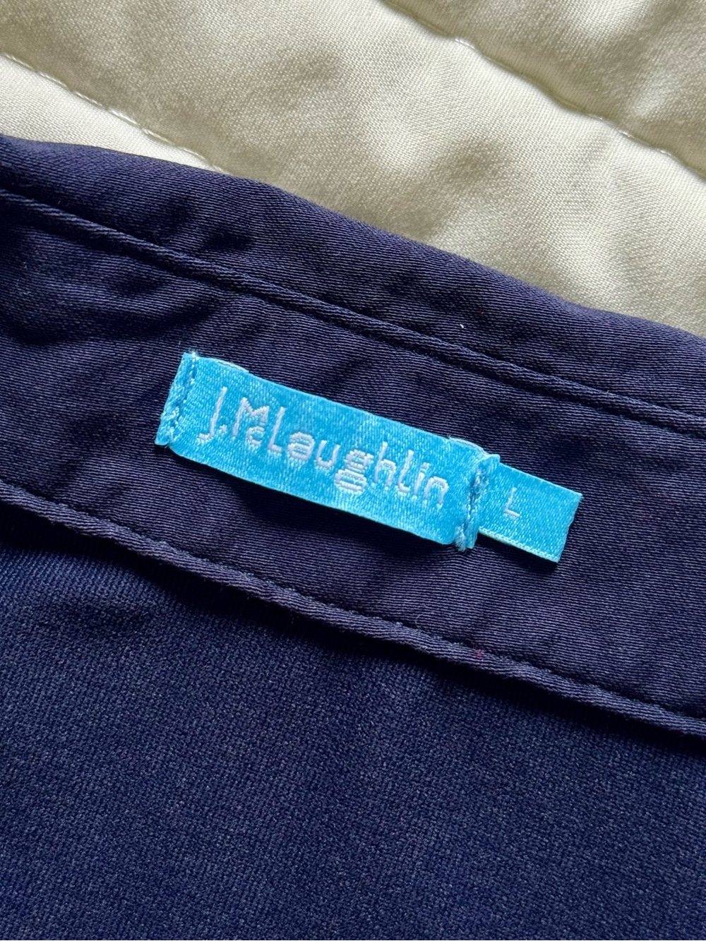 J. McLaughlin Sleeveless Button Down Collared Tank Top, Navy Blue – Size Large - Picture 5 of 5